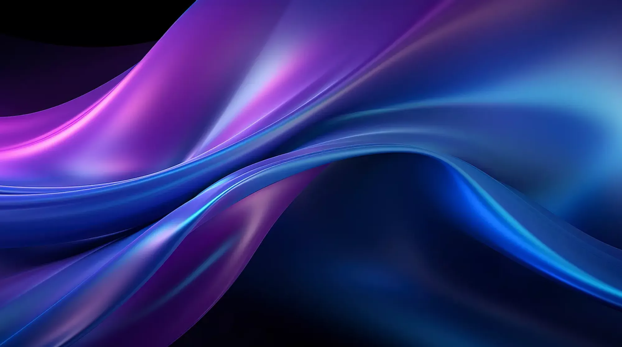 Blue and purple dark shiny satin silk swirl wave background banner 