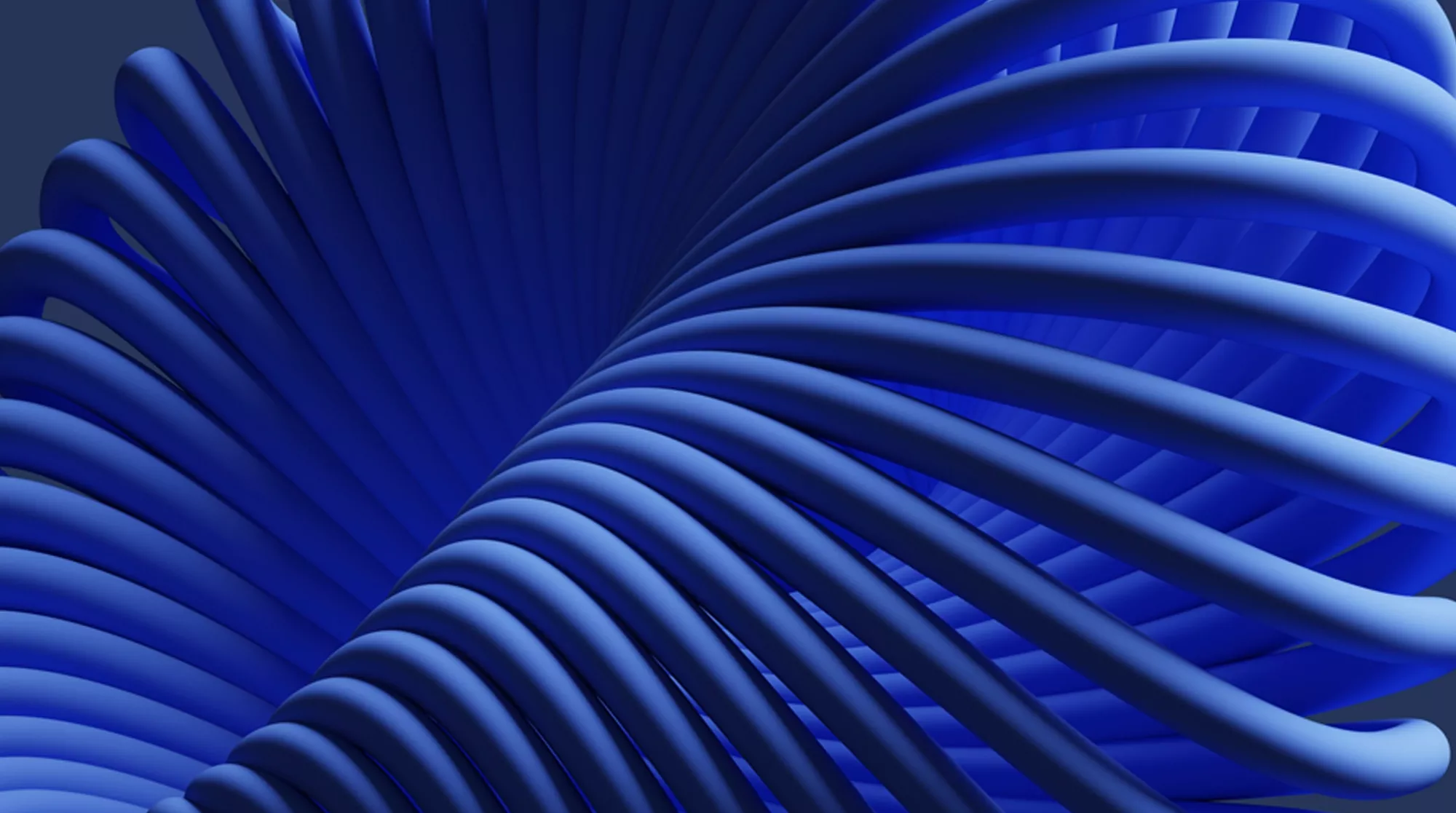 Blue abstract 3D design against colored background